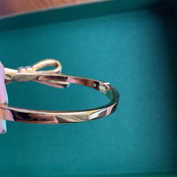 KATE SPADE NEW YORK Hinged Clamper Bracelet Bow Love Notes Pave Rose Gold Tones - Picture 4 of 5